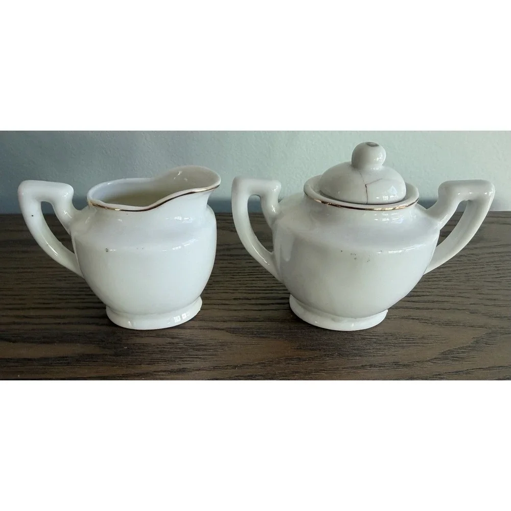 Vintage Japan‎ Floral Sugar Bowl Creamer Set Gold Trim Pink Roses Cottage